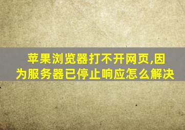 苹果浏览器打不开网页,因为服务器已停止响应怎么解决