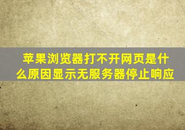 苹果浏览器打不开网页是什么原因显示无服务器停止响应