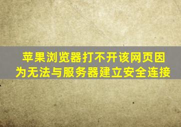 苹果浏览器打不开该网页因为无法与服务器建立安全连接