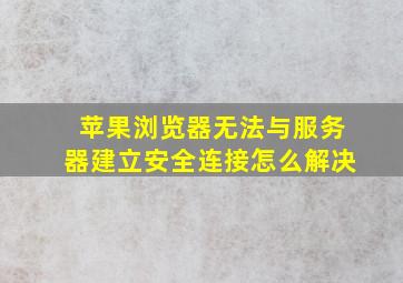 苹果浏览器无法与服务器建立安全连接怎么解决