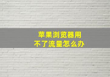 苹果浏览器用不了流量怎么办