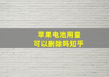 苹果电池用量可以删除吗知乎