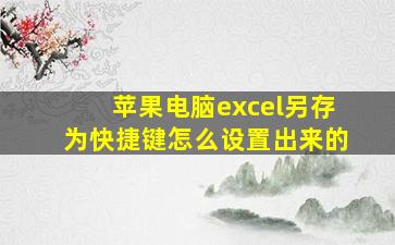 苹果电脑excel另存为快捷键怎么设置出来的