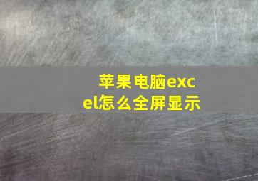 苹果电脑excel怎么全屏显示