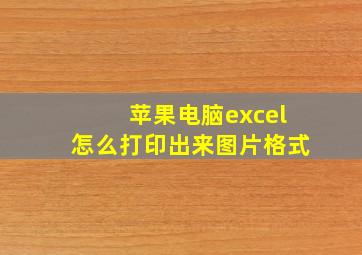 苹果电脑excel怎么打印出来图片格式