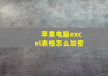 苹果电脑excel表格怎么加密