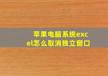 苹果电脑系统excel怎么取消独立窗口