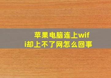 苹果电脑连上wifi却上不了网怎么回事