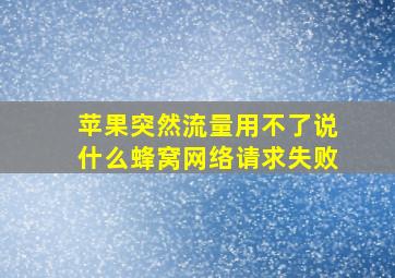 苹果突然流量用不了说什么蜂窝网络请求失败