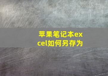 苹果笔记本excel如何另存为