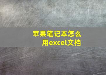 苹果笔记本怎么用excel文档