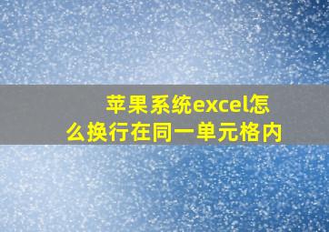 苹果系统excel怎么换行在同一单元格内