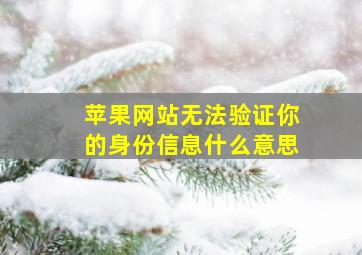 苹果网站无法验证你的身份信息什么意思