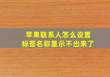 苹果联系人怎么设置标签名称显示不出来了