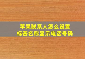 苹果联系人怎么设置标签名称显示电话号码