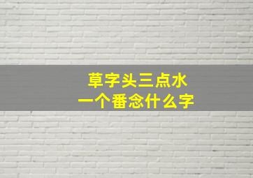 草字头三点水一个番念什么字