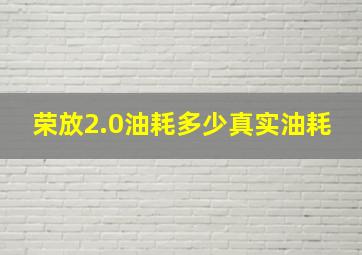 荣放2.0油耗多少真实油耗