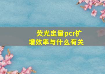 荧光定量pcr扩增效率与什么有关