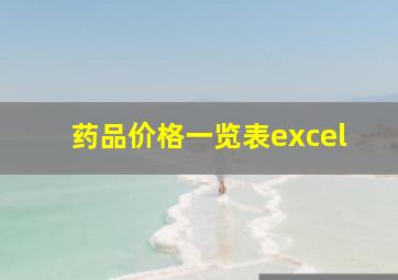 药品价格一览表excel