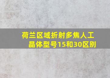 荷兰区域折射多焦人工晶体型号15和30区别