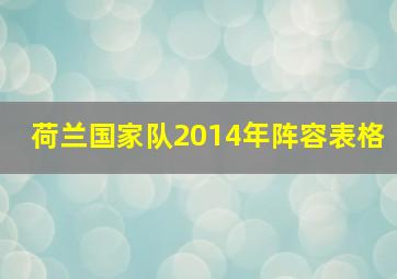 荷兰国家队2014年阵容表格