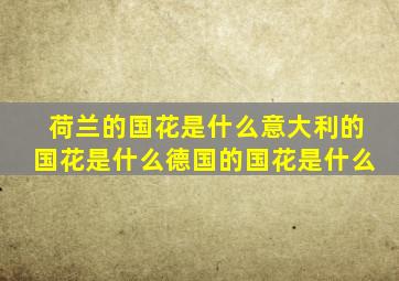 荷兰的国花是什么意大利的国花是什么德国的国花是什么