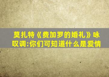 莫扎特《费加罗的婚礼》咏叹调:你们可知道什么是爱情