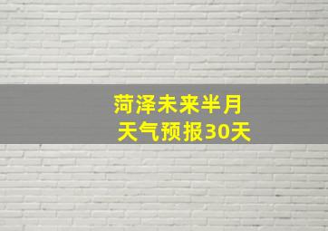 菏泽未来半月天气预报30天