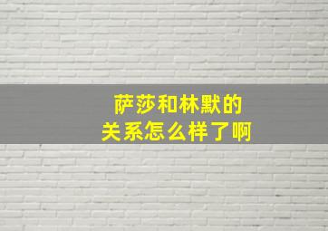 萨莎和林默的关系怎么样了啊