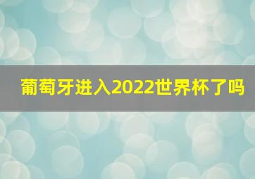 葡萄牙进入2022世界杯了吗