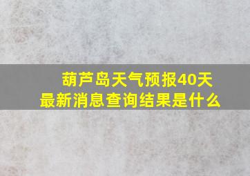 葫芦岛天气预报40天最新消息查询结果是什么