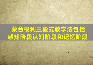 蒙台梭利三段式教学法包括感知阶段认知阶段和记忆阶段