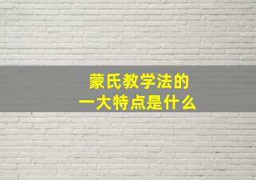 蒙氏教学法的一大特点是什么