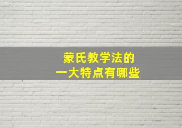 蒙氏教学法的一大特点有哪些