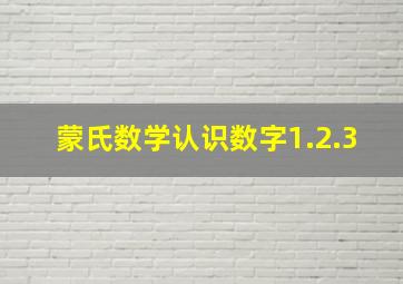 蒙氏数学认识数字1.2.3