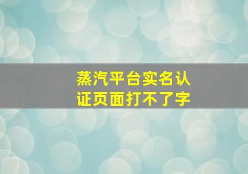 蒸汽平台实名认证页面打不了字