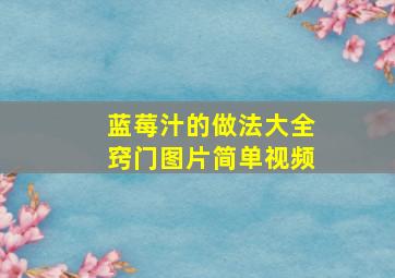 蓝莓汁的做法大全窍门图片简单视频