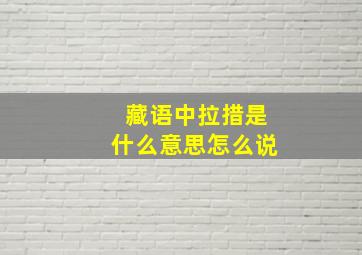 藏语中拉措是什么意思怎么说