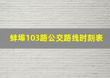 蚌埠103路公交路线时刻表