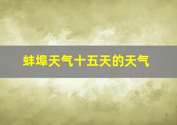 蚌埠天气十五天的天气