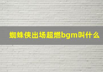 蜘蛛侠出场超燃bgm叫什么