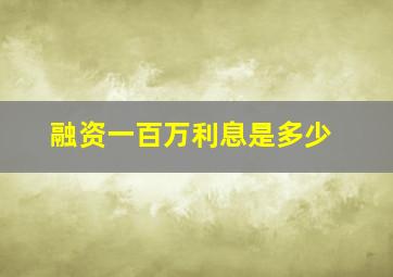 融资一百万利息是多少