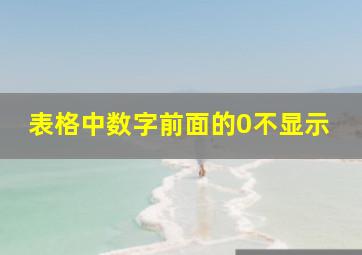 表格中数字前面的0不显示