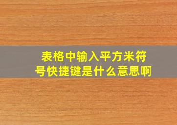 表格中输入平方米符号快捷键是什么意思啊