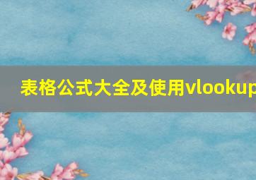 表格公式大全及使用vlookup