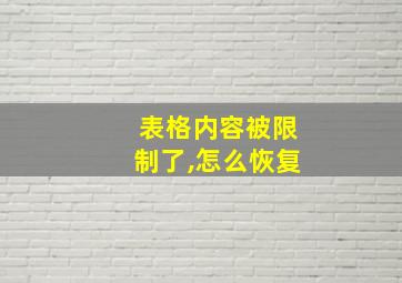 表格内容被限制了,怎么恢复