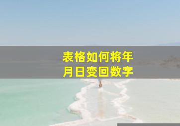 表格如何将年月日变回数字