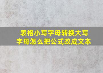 表格小写字母转换大写字母怎么把公式改成文本