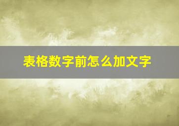 表格数字前怎么加文字