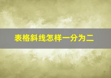 表格斜线怎样一分为二